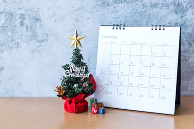 Christmas decoration on table