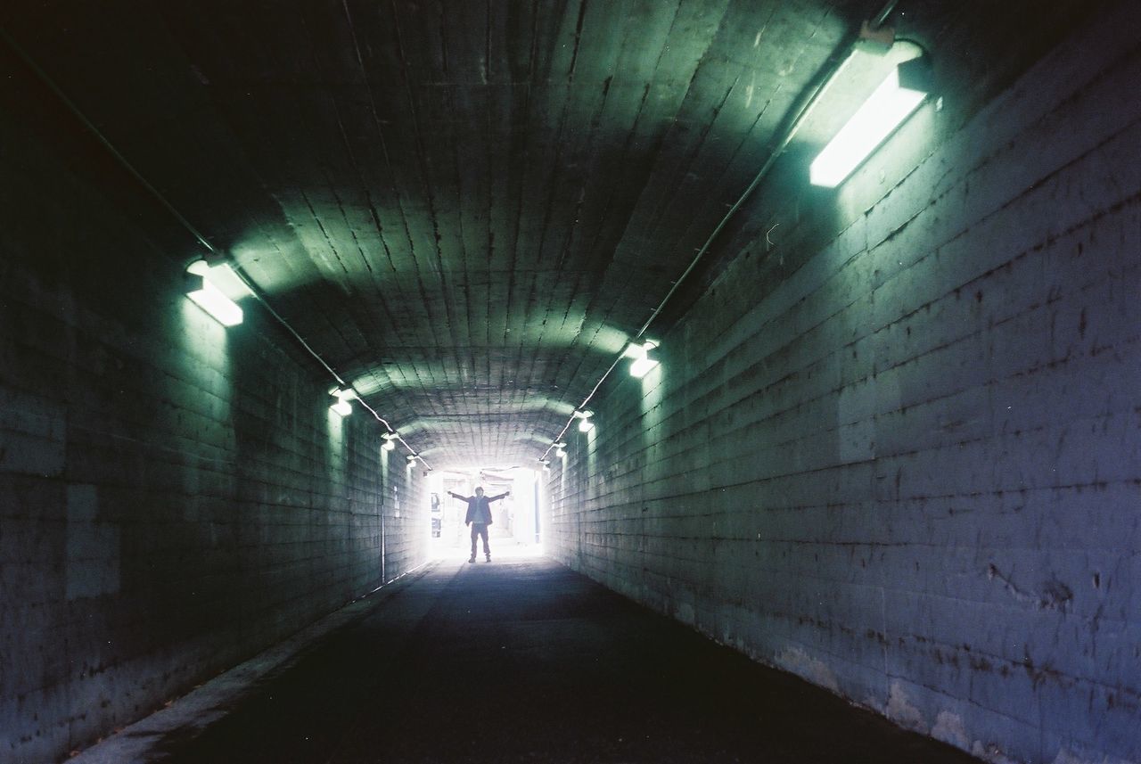 the way forward, indoors, tunnel, illuminated, diminishing perspective, ceiling, corridor, lighting equipment, vanishing point, arch, architecture, built structure, empty, narrow, long, walkway, wall - building feature, light at the end of the tunnel, in a row, wall