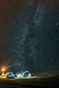 Night on askhi mountain. clearly sky with milky way 