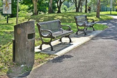 Empty bench in park