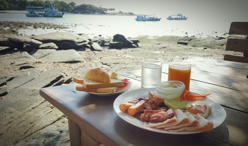 Close-up of food on table