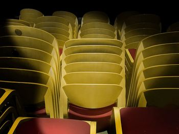 Close-up of seats in row