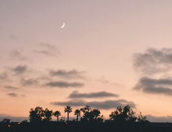 Silhouette of trees against sky at dusk