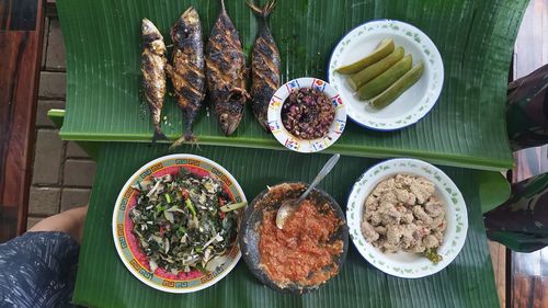 Fish grilled with lamalera traditional cuisine