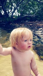 Portrait of shirtless boy