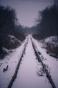 Snow covered landscape against sky