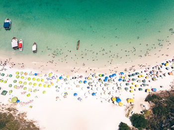 High angle view of people on beach