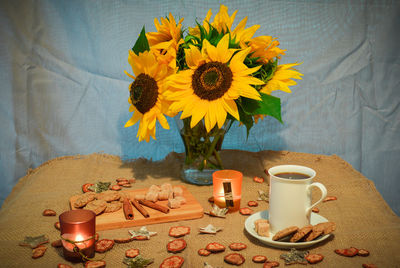 Sunflowers on table