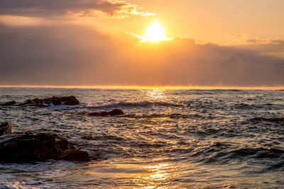 Scenic view of sea against sky during sunset