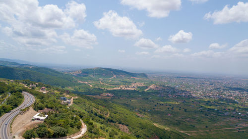 High angle view of landscape against sky