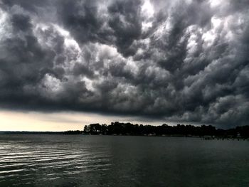 Scenic view of sea against cloudy sky