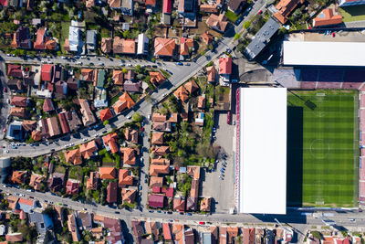 Aerial view of city of cluj napoca and cfr 1907 football club stadium