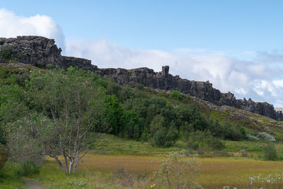 Scenic view of rocky mountains against sky - thingvellir national park