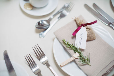 High angle view of food on table