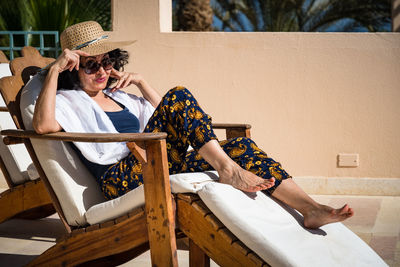 Woman sitting on chair