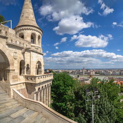 Fisherman's bastion on the upper town buda in budapest, hungary, on a sunny summer morning