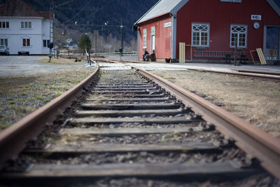 Railroad track by houses