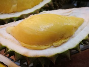 Close-up of yellow fruit on table