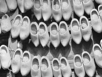 Full frame shot of shoes in market for sale