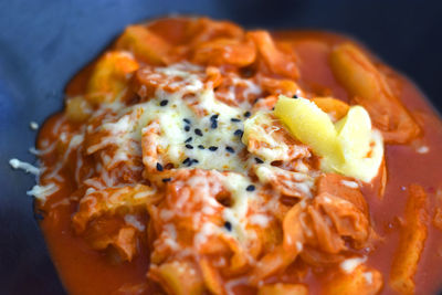 Close-up of fried meat with sauce in plate