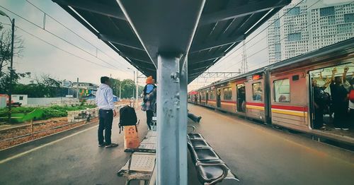 Train on railroad station platform