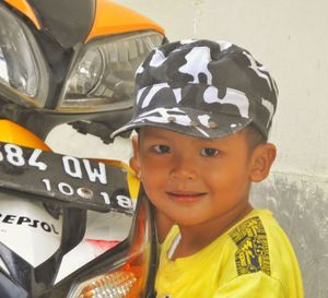 Close-up portrait of smiling boy