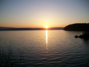 Scenic view of sunset over river