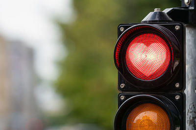 Traffic control semaphore with red heart-shape in semaphore 