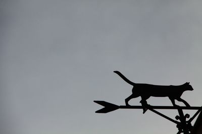 Silhouette weather vane against clear sky