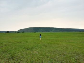 High angle view of man on field