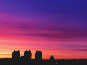 Silhouette buildings against sky during sunset