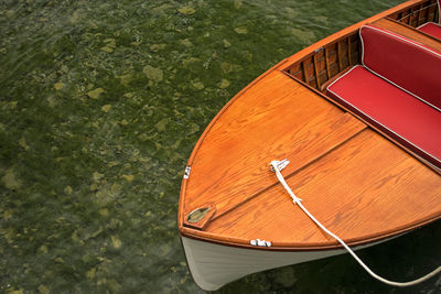 High angle view of boat in water