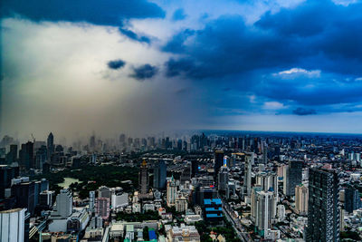 High angle view of cityscape against sky