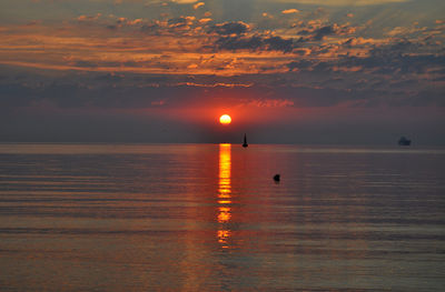 Scenic view of sea at sunset