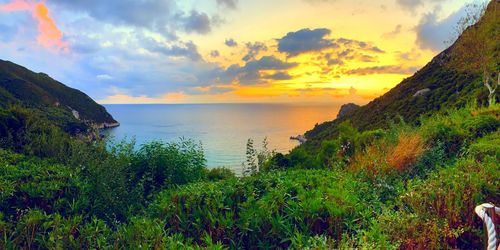 Scenic view of sea against sky during sunset