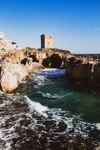 Scenic view of sea against clear sky