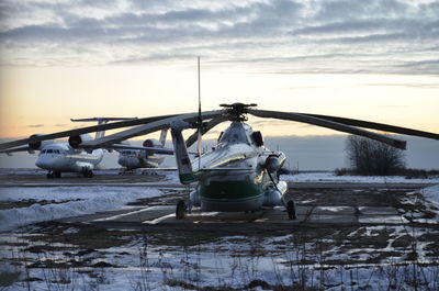 Airplane at airport during winter