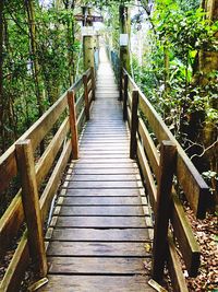 Footbridge leading to wooden walkway