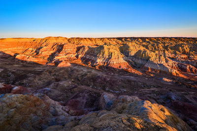 The wucai city scenic area near urumqi, xinjiang, has a magnificent and dazzling danxia landform.