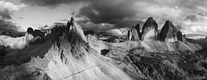 Panoramic view of rock formations against sky