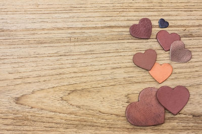 Close-up of heart shape on table