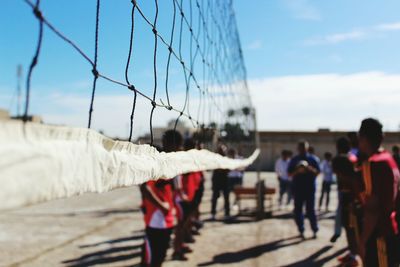 Players at volleyball court