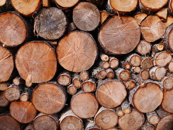 Full frame shot of wooden logs