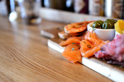 Close-up of sushi on table