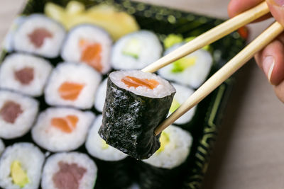 Close-up of person preparing food