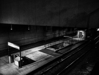 Railroad tracks at night