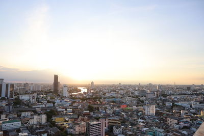 High angle view of buildings in city