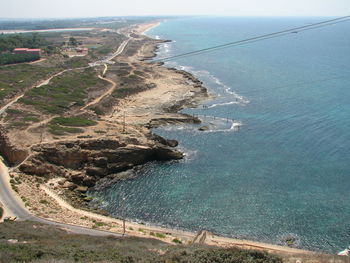 High angle view of beach against sky