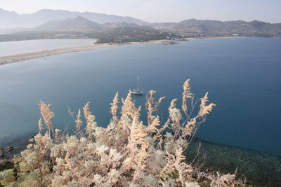 High angle view of sea against sky