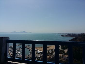 Scenic view of sea against clear sky